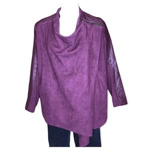 BLANK NYC Asymmetrical Zipper Jacket Draped Faux Leather Coat Small